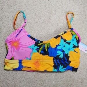Sundazed‎ Floral Print Gianna Midline Top Swim Bikini Bralette Multicolor Size M